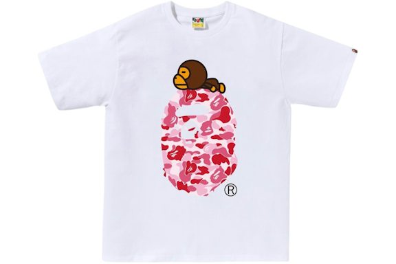 BAPE ABC Camo Milo On Big Ape Tee FW25 White/Pink